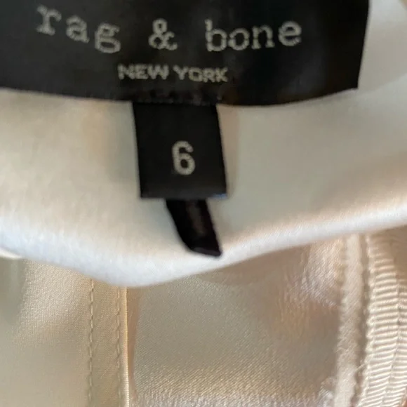 Rag & Bone Runched Ruffle Off White Blouse size 6 - Picture 3 of 16